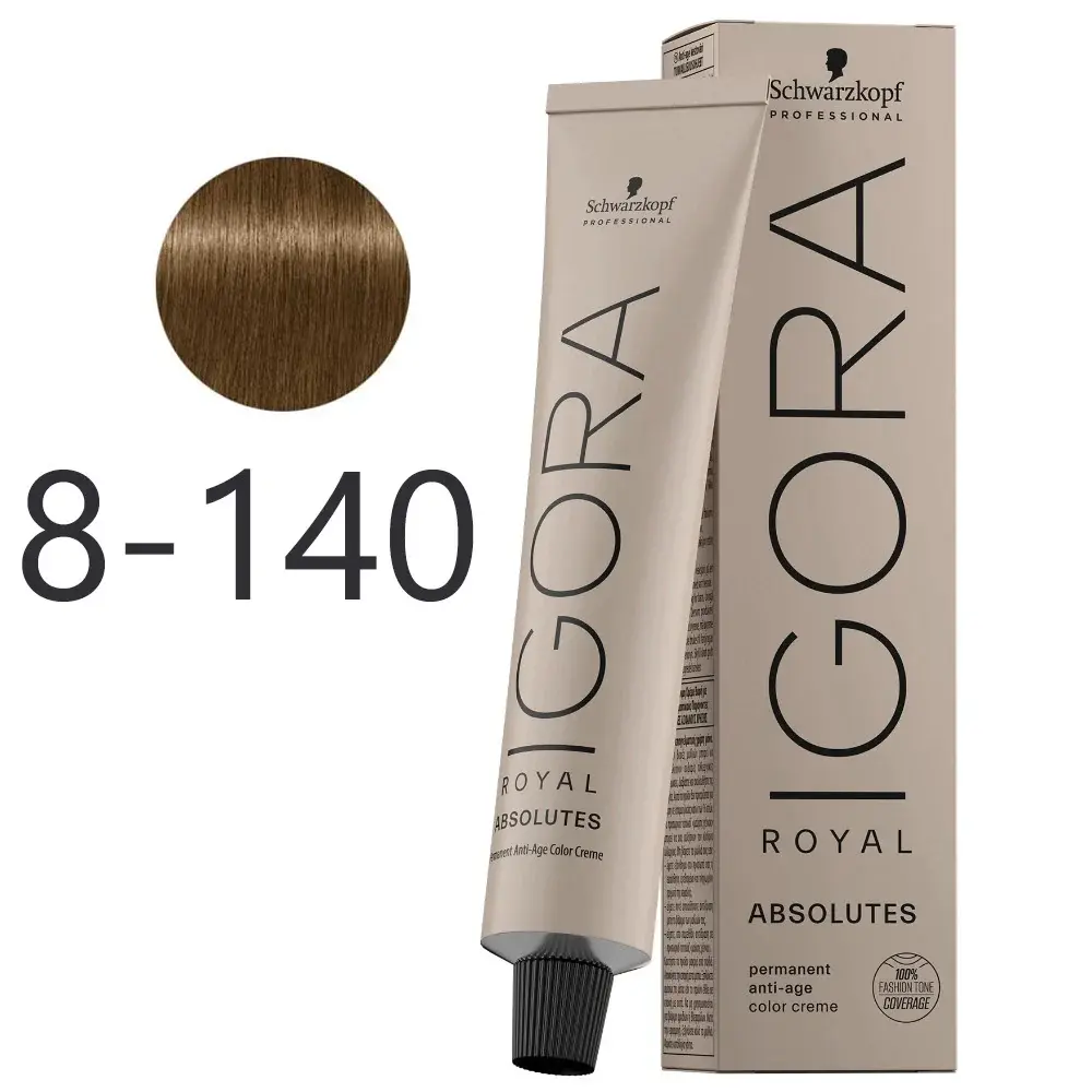 Schwarzkopf - Tinte Igora Royal Absolutes 8-140 Rubio Definido Ceniza Beige Natural 60 ml