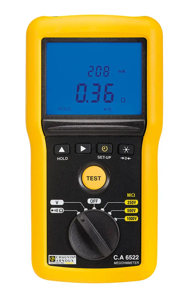 Comprobador de Aislamiento y Continuidad Chauvin Arnoux CA 6522, 40GΩ, 1000V, CAT IV | P01140822