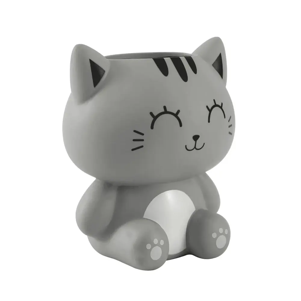 Cubilete Portalápices Organizador De Sobremesa Escritorio Gatito Gris Pencil Holder - I-Total