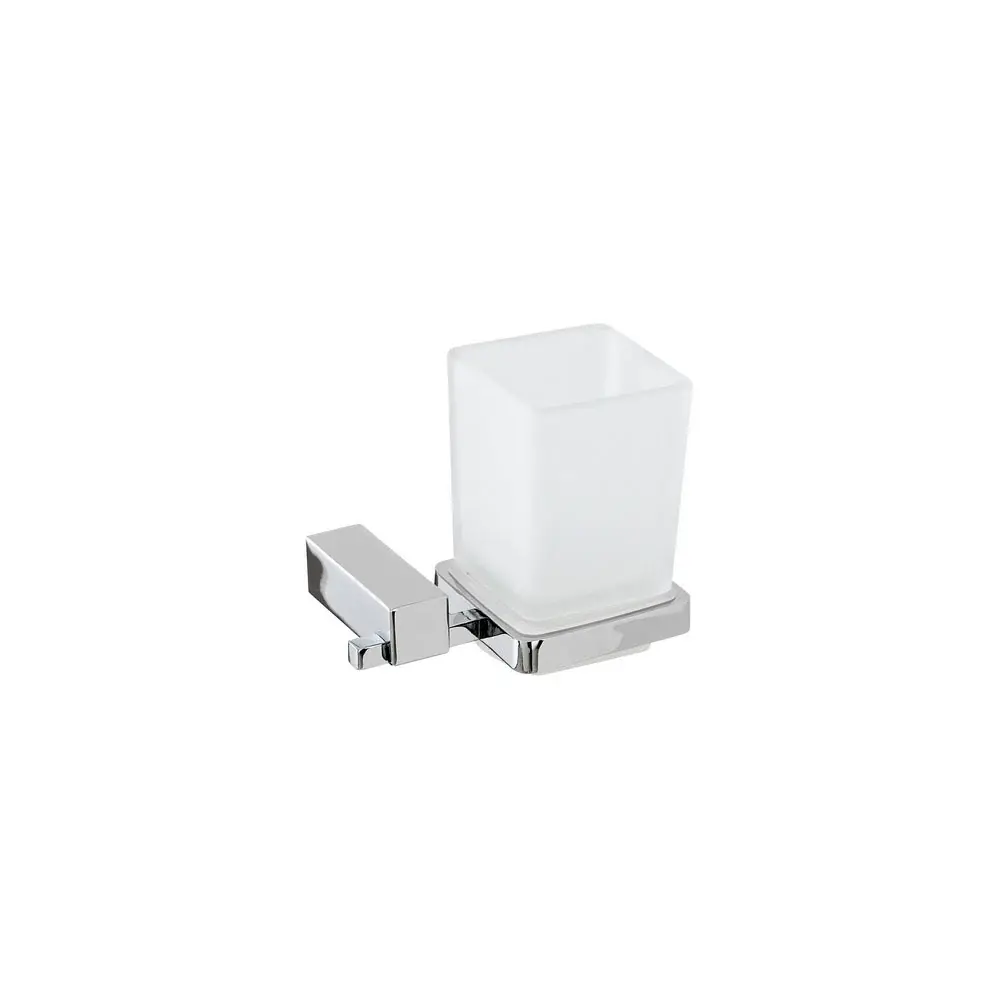 Portaspazzolini Única cromo vidrio satinado con plaquitas en acero antióxido con Cableado Modular