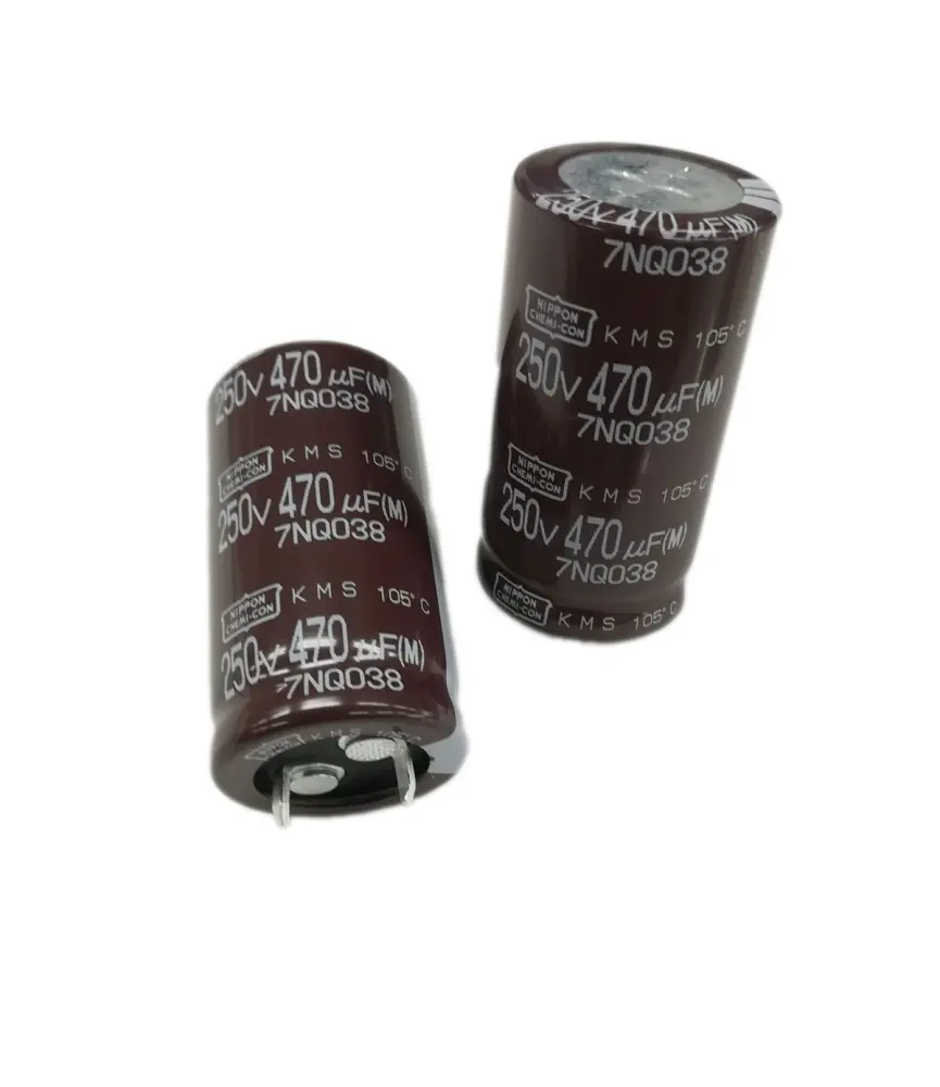 Condensador electrolítico CHEMI-CON serie KMS, 470μF, ±20%, 250V dc, de encaje presión, 22 (Dia.) x 40mm, paso 10mm | ...