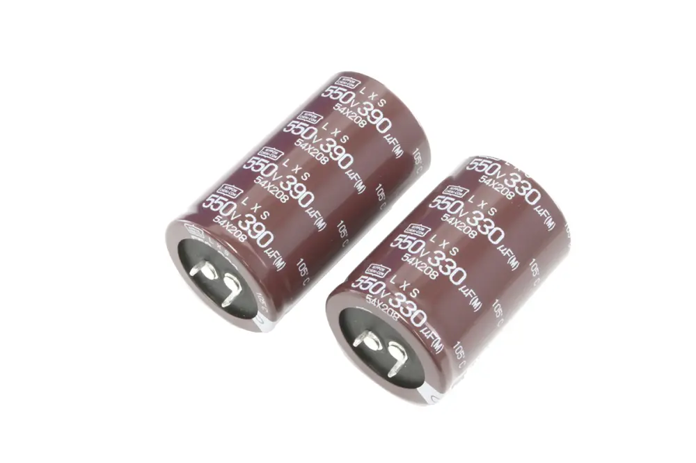 Condensador electrolítico CHEMI-CON serie LXS, 330μF, ±20%, 400V dc, de encaje presión, 25.4 (Dia.) x 40mm, paso 10mm ...