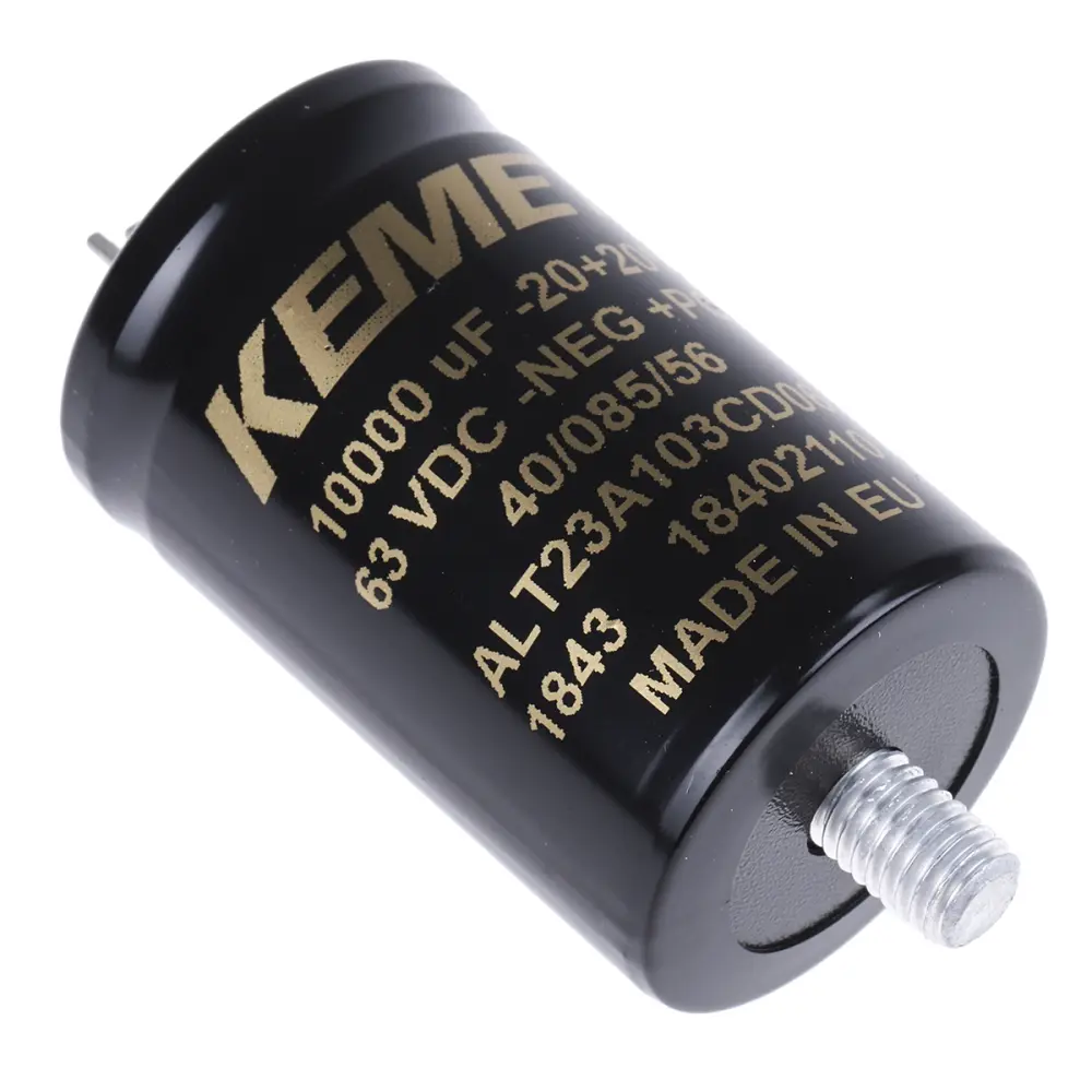 Condensador electrolítico KEMET serie ALT23, 10000μF, ±20%, 63V dc, mont. roscado, 35 (Dia.) x 55mm | ALT23A103CD063