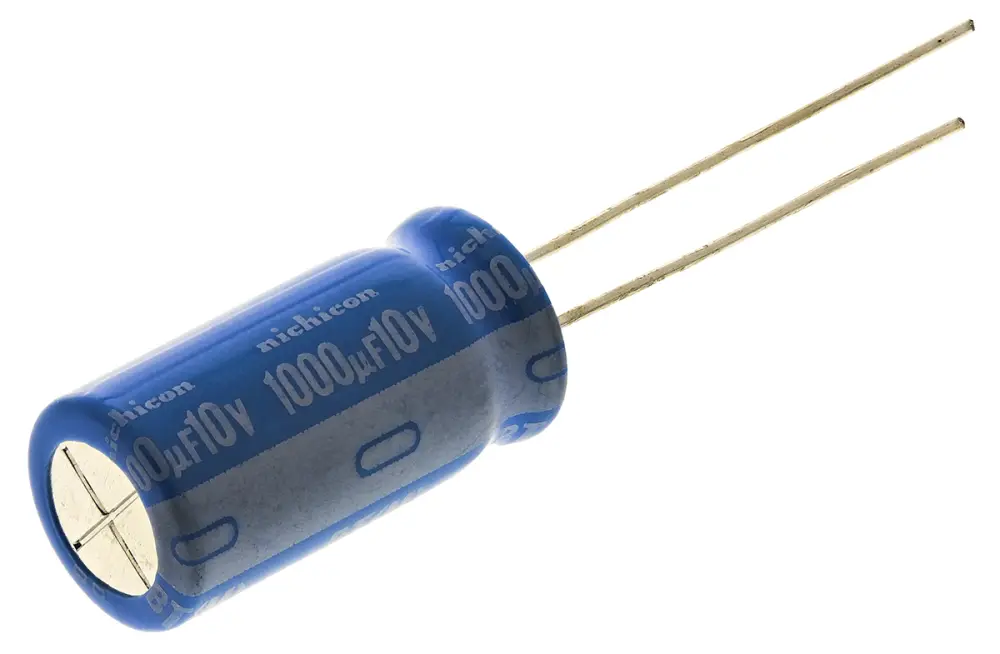 Condensador electrolítico Nichicon serie BT, 1000μF, ±20%, 10V dc, Radial, Orificio pasante, 10 (Dia.) x 20mm, paso 5mm...