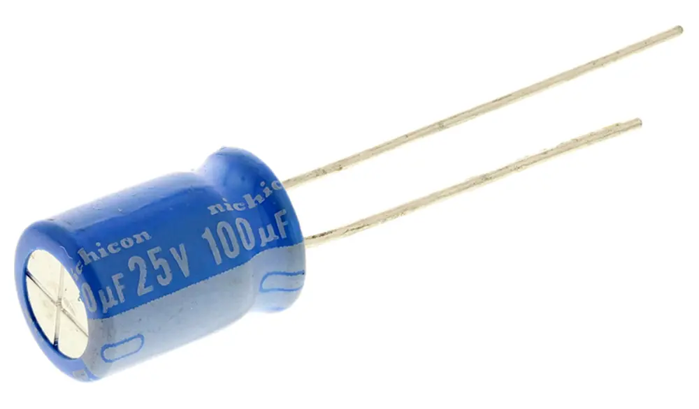 Condensador electrolítico Nichicon serie BT, 100μF, ±20%, 25V dc, Radial, Orificio pasante, 8 x 11.5mm, paso 3.5mm | UB...