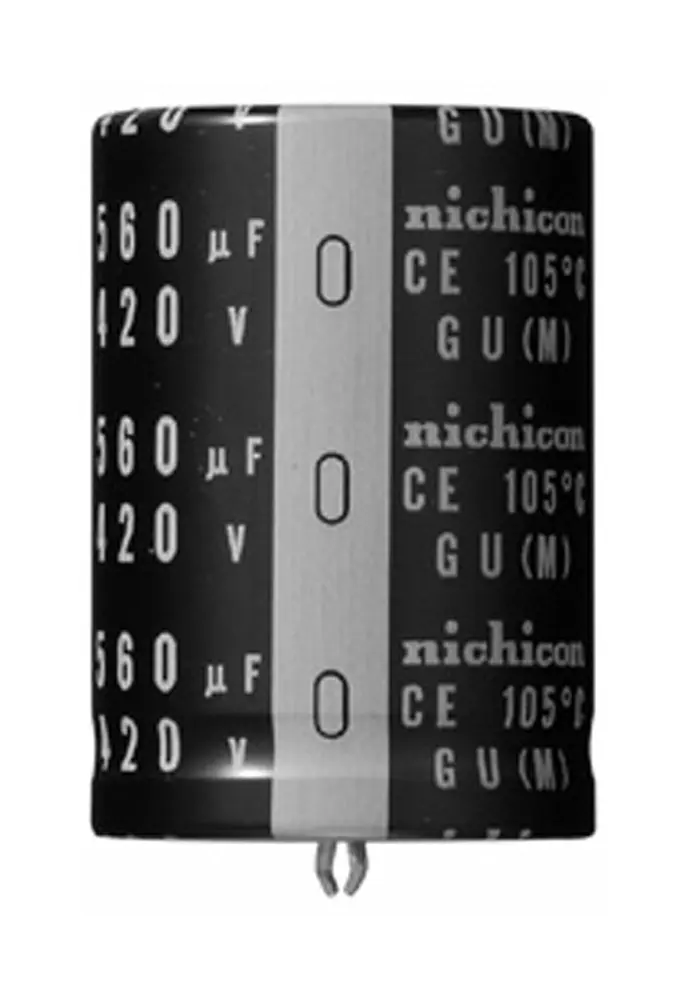 Condensador electrolítico Nichicon serie GU, 22000μF, ±20%, 25V dc, de encaje presión, 35 (Dia.) x 35mm, paso 10mm | L...