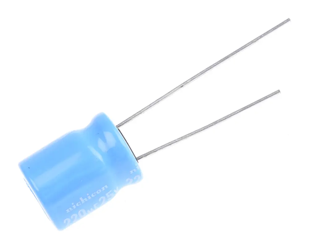 Condensador electrolítico Nichicon serie BT, 220μF, ±20%, 25V dc, Radial, Orificio pasante, 10 (Dia.) x 12.5mm, paso 5m...