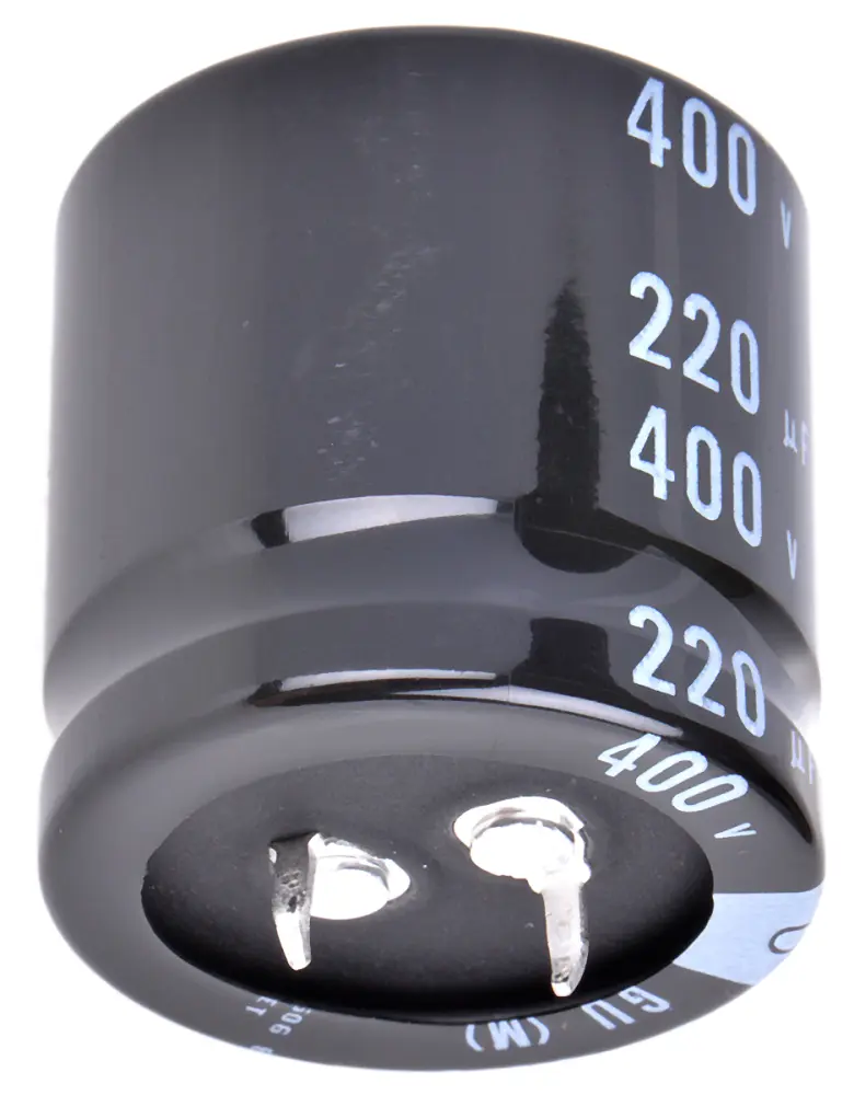 Condensador electrolítico Nichicon serie GU, 220μF, ±20%, 400V dc, de encaje presión, 30 (Dia.) x 30mm, paso 10mm | LG...