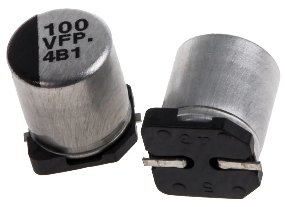 Condensador electrolítico Panasonic serie FP SMD, 100μF, ±20%, 35V dc, mont. SMD, 6.3 (Dia.) x 7.7mm | EEEFPV101XAP