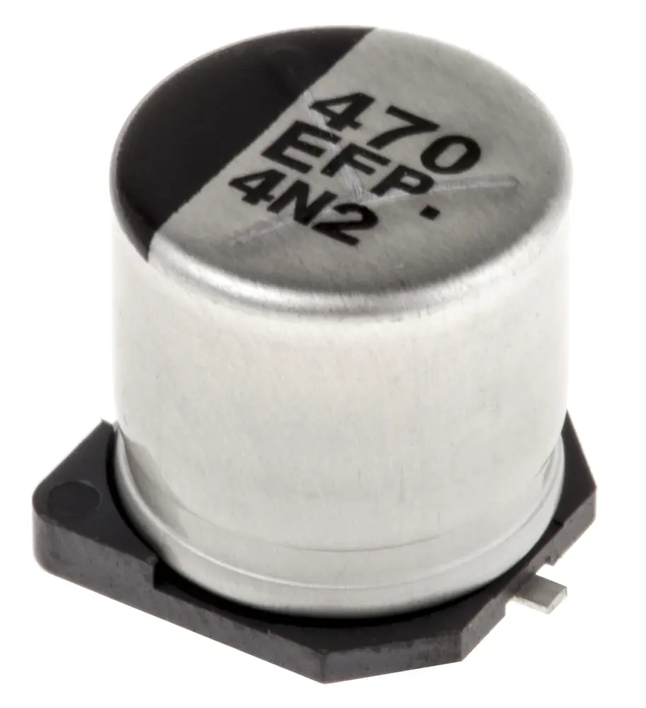 Condensador electrolítico Panasonic serie FP SMD, 470μF, ±20%, 25V dc, mont. SMD, 10 (Dia.) x 10.2mm | EEEFP1E471AP