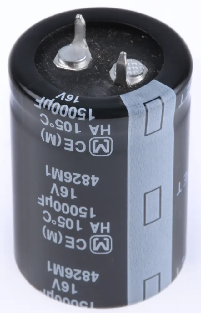 Condensador electrolítico Panasonic serie HA SNAP , 15000μF, ±20%, 16V dc, mont. pasante, 25 (Dia.) x 35mm, paso 10mm |...