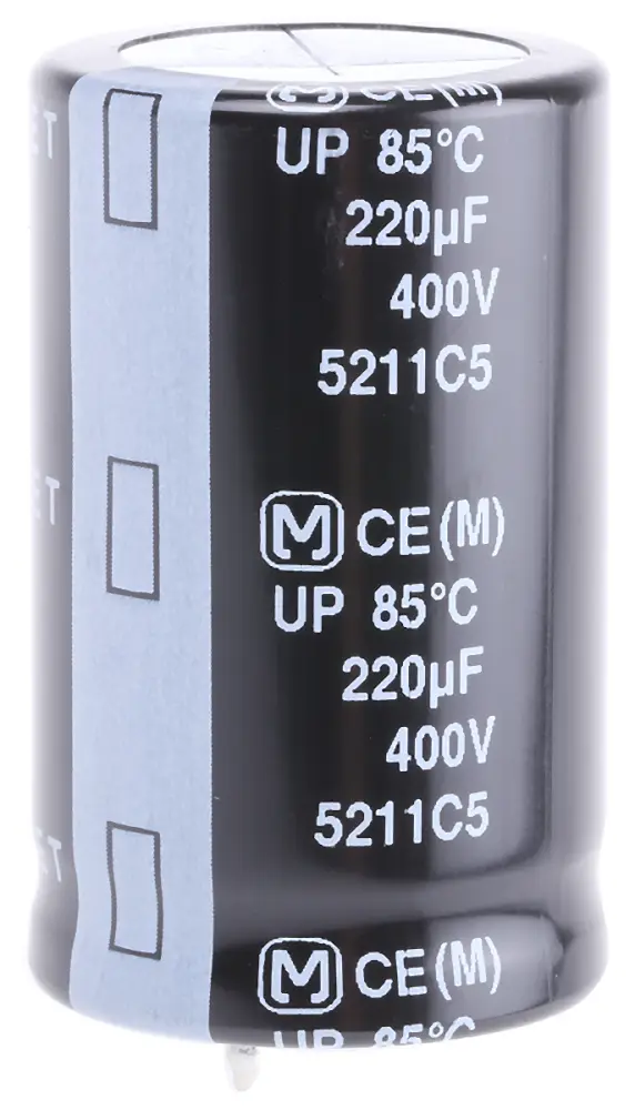 Condensador electrolítico Panasonic serie HA SNAP , 220μF, ±20%, 400V dc, mont. pasante, 25 (Dia.) x 40mm, paso 10mm | ...