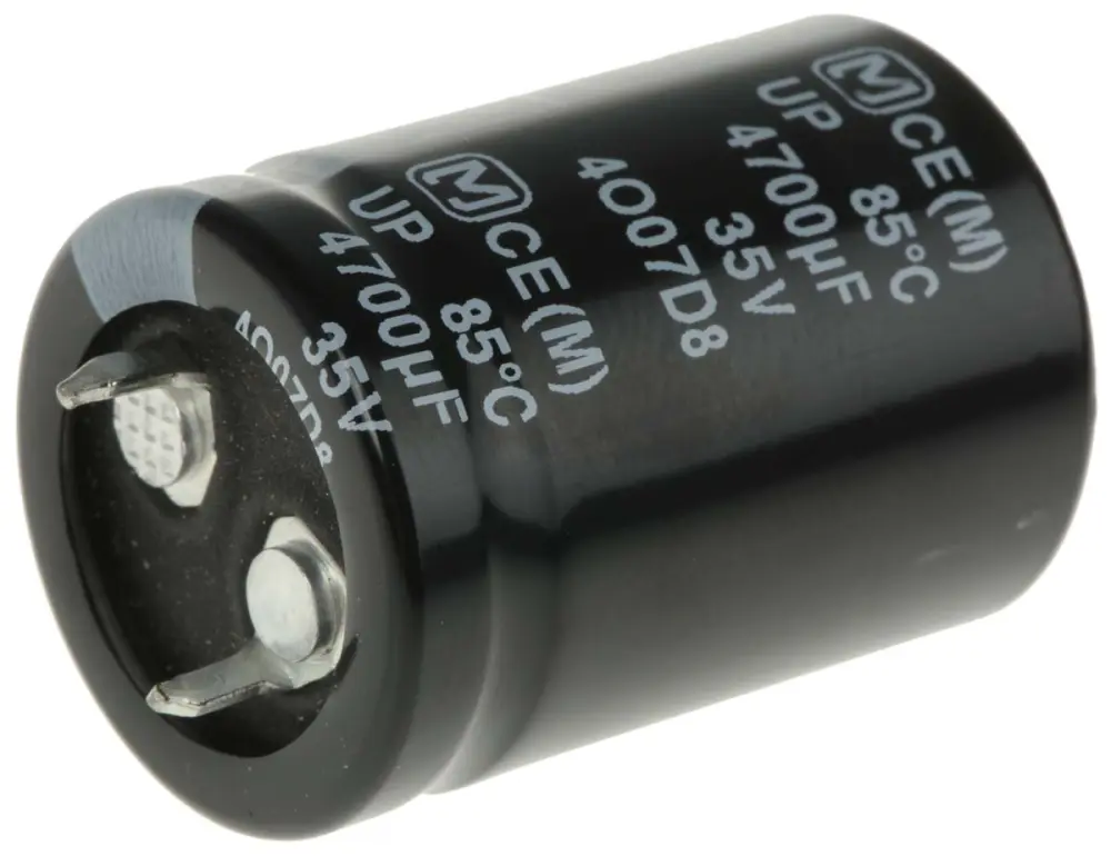 Condensador electrolítico Panasonic serie HA SNAP , 4700μF, ±20%, 35V dc, mont. pasante, 22 (Dia.) x 30mm, paso 10mm | ...