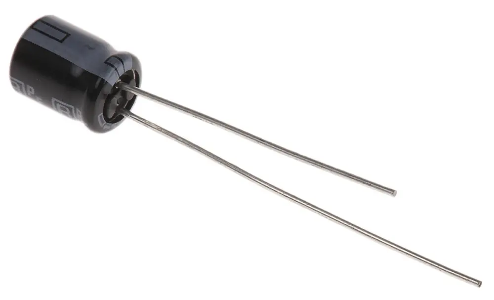 Condensador electrolítico Rubycon serie ML, 10μF, ±20%, 50V dc, Radial, Orificio pasante, 5 (Dia.) x 7mm, paso 2mm | 50...