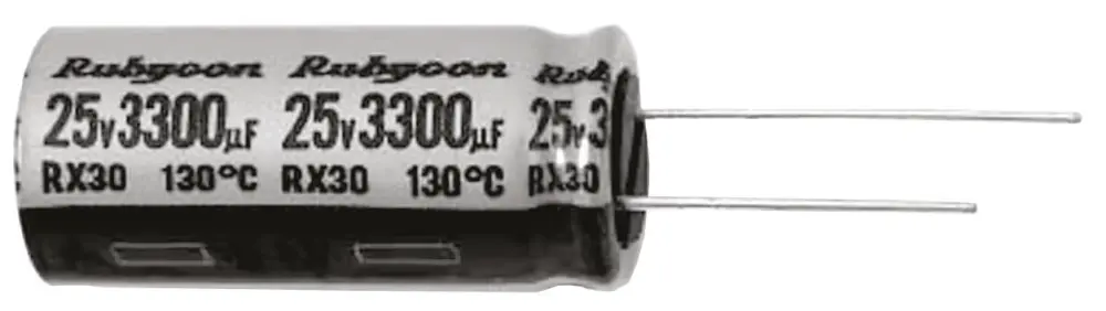 Condensador electrolítico Rubycon serie RX30, 22μF, ±20%, 50V dc, Radial, Orificio pasante, 8 (Dia.) x 11.5mm, paso | 5...