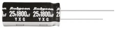 Condensador electrolítico Rubycon serie YXG, 470μF, ±20%, 16V dc, Radial, Orificio pasante, 10 (Dia.) x 12.5mm, paso 5m...