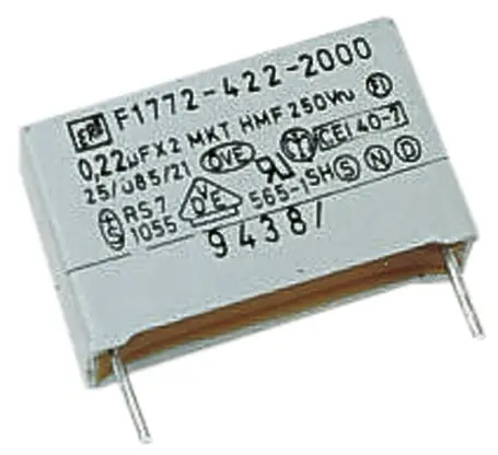 Condensador de película Vishay, 68nF, ±10%, 310V ac, Montaje en orificio pasante | F17723682000