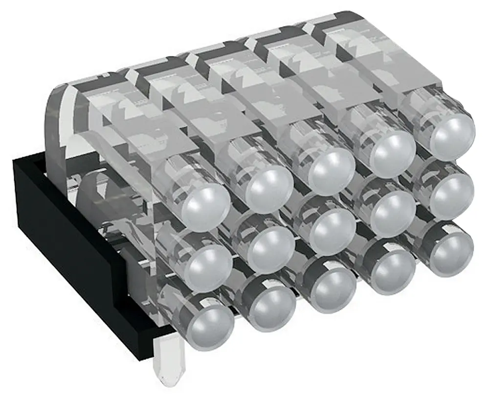 Guí de luz LED Mentor GmbH de 15 vías, long. 14.45mm, mont. en PCB | 1296.2053