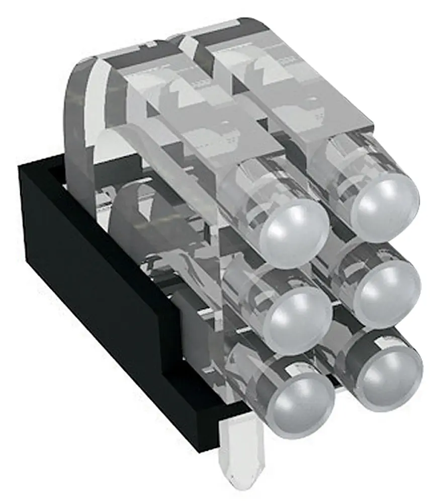 Guí de luz LED Mentor GmbH de 6 vías, long. 14.45mm, mont. en PCB | 1296.2023
