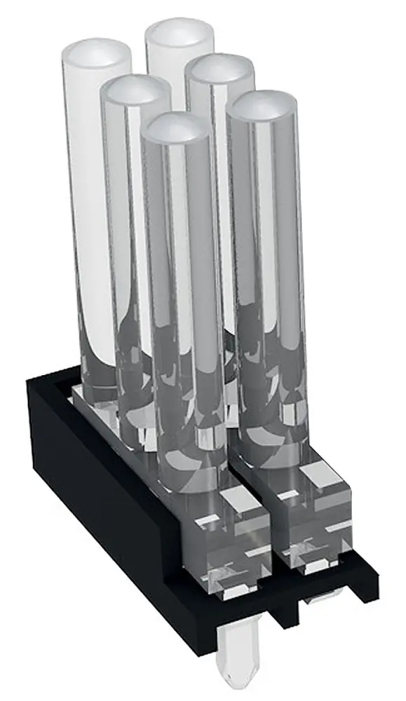 Guí de luz LED Mentor GmbH de 6 vías, long. 30mm, mont. en PCB | 1296.7123