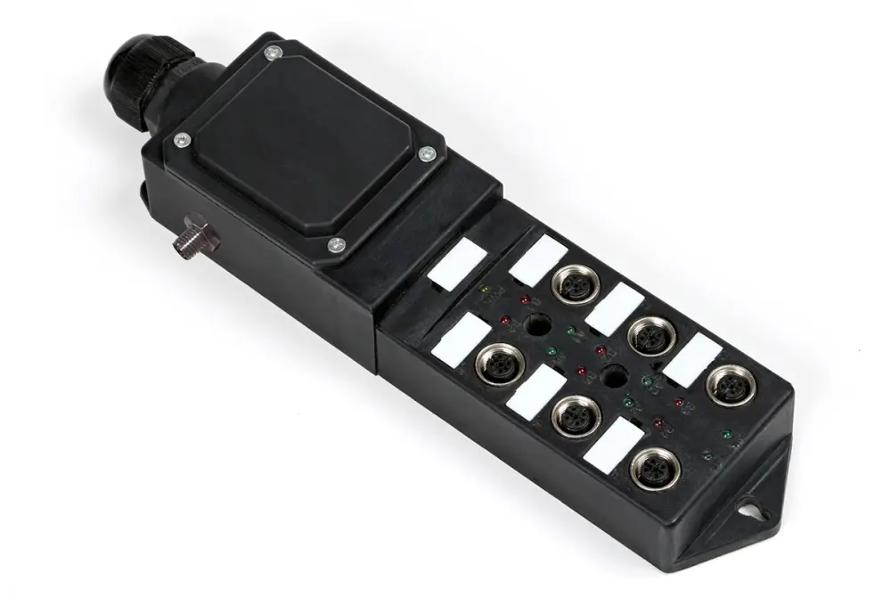 Caja de distribución , 6 puertos M12, interfaz MODBUS, 24V dc