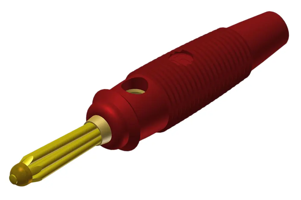Conector banana Macho, 30A, 30 V ac, 60V dc, Contacto Oro, Níquel, Rojo | 930727701 Hirschmann Test & Measurement