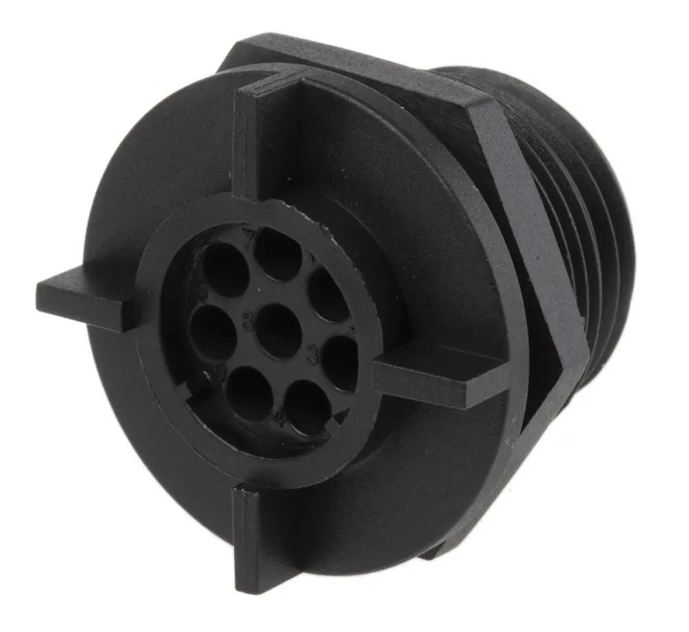 Conector circular Bulgin hembra serie Buccaneer 400 de 8 vías hembra, tamaño carcasa 19, Montaje trasero, IP68 | PX0413/08S