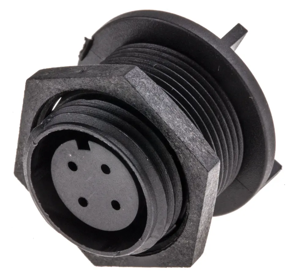 Conector circular Bulgin hembra serie Buccaneer 400 de 4 vías hembra, tamaño carcasa 19, Montaje trasero, IP68 | PX0413/04S