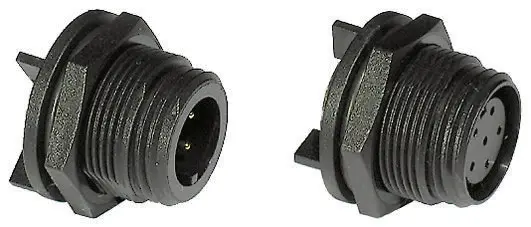 Conector circular Bulgin macho serie Buccaneer 400 de 4 vías macho, tamaño carcasa 19, Montaje trasero, IP68 | PX0413/04P