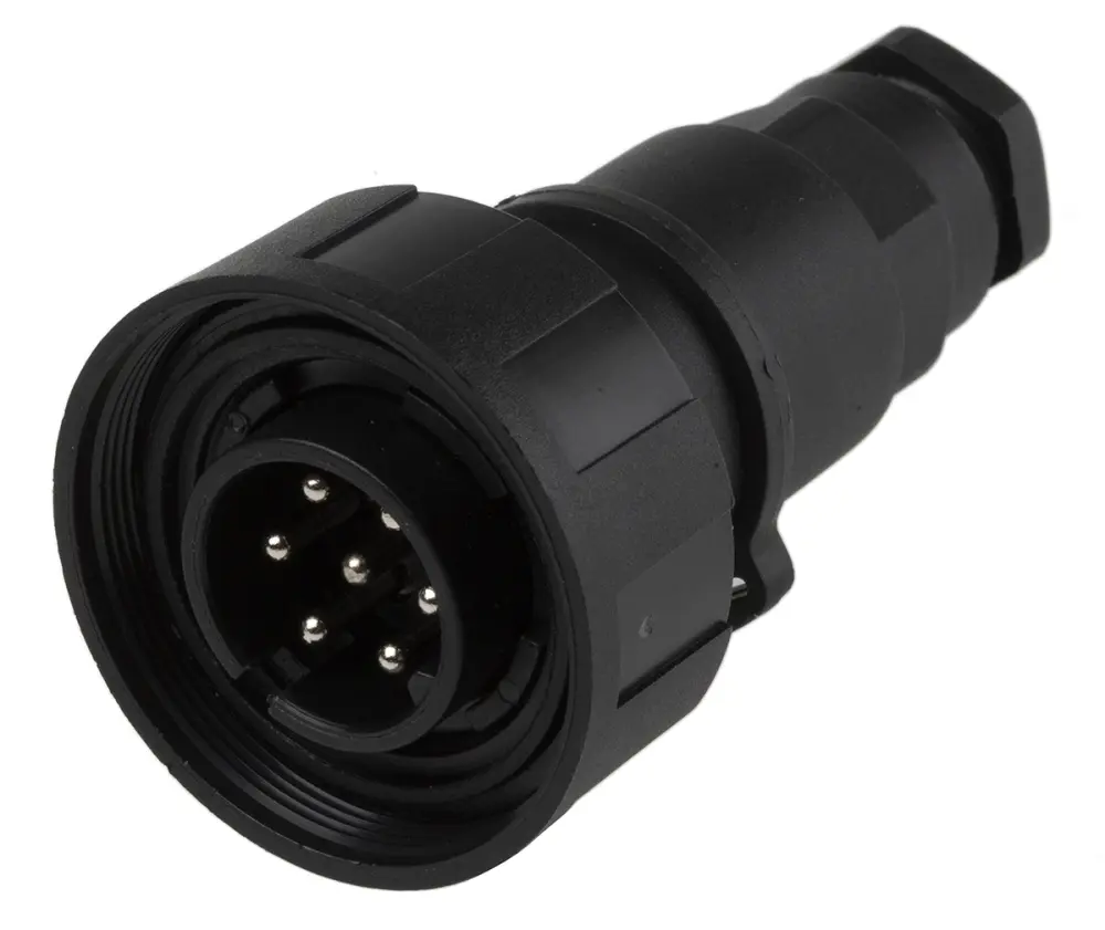 Conector circular Bulgin macho serie Standard Buccaneer de 7 vías macho, tamaño carcasa 38, montaje éreo, IP68 | PX0745/P