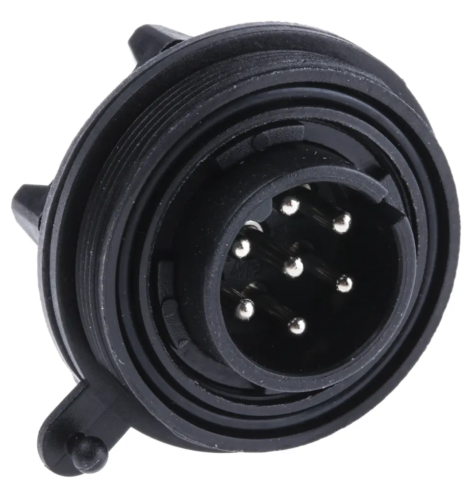 Conector circular Bulgin macho serie Standard Buccaneer de 7 vías macho, tamaño carcasa 38, Montaje en Panel, IP68 | PX0...