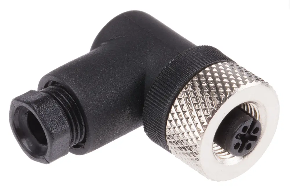 Conector circular hembra Ángulo de 90° de 5 vías hembra, montaje éreo, IP67