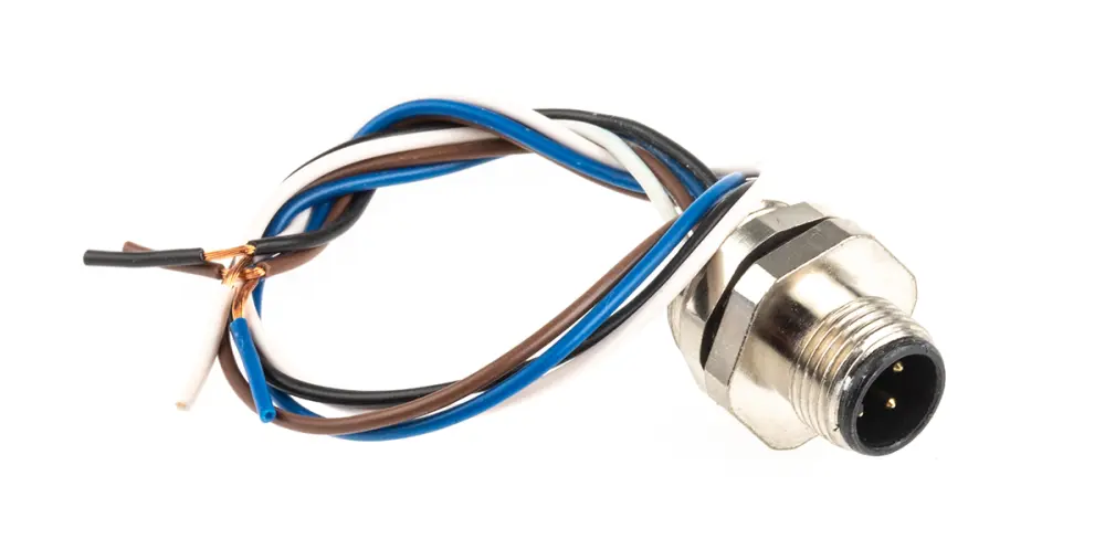 Conector circular macho de 4 vías macho, Montaje en Panel, IP67