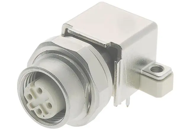 Conectores circulares industriales HARTING hembra serie HAN M12 de 4 vías hembra, Montaje trasero, IP20 | 21033814432