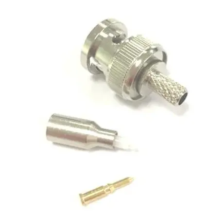 Conector coaxial , Macho, Recto, Impedancia 50Ω, Montaje de Cable, Terminación de Crimpado, 4GHz +80°C -45°C,