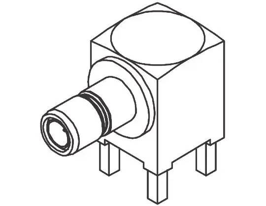 Conector coaxial Molex 73404-2280, Hembra, Ángulo de 90°, Impedancia 50Ω, Montaje en orificio pasante, Terminación de