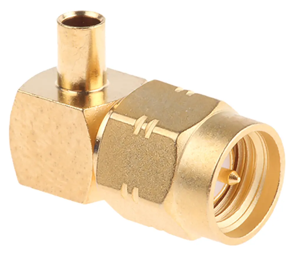 Conector coaxial Radiall R124153003W, Macho, Ángulo de 90° , Impedancia 50Ω, Montaje de Cable, Terminación de Soldador,