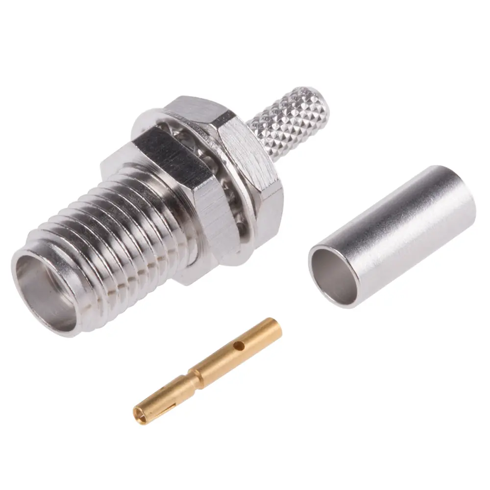Conector coaxial Radiall R124312120W, Hembra, Recto, Impedancia 50Ω, Montaje en Panel, Terminación de Crimpado, Sí, 0