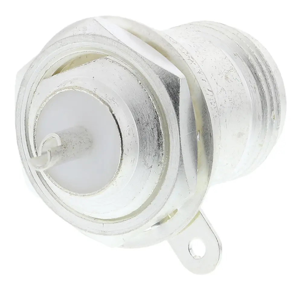 Conector coaxial TE Connectivity 1-1337417-0, Hembra, Recto, Impedancia 50Ω, Montaje en Panel, Terminación de Soldador,