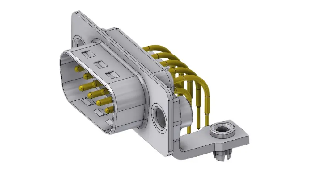 Conector D-sub Deltron Connectors, Serie DTS, paso 2.84mm, De 90°, Montaje en orificio pasante, Macho | DTS09PYC/2M47UN