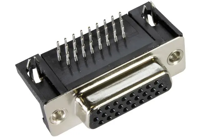 Conector D-sub HARTING, Serie D-sub, paso 2.29mm, En Ángulo, Soldadura por ola, Hembra, con Bloqueos de placa | 9562527612