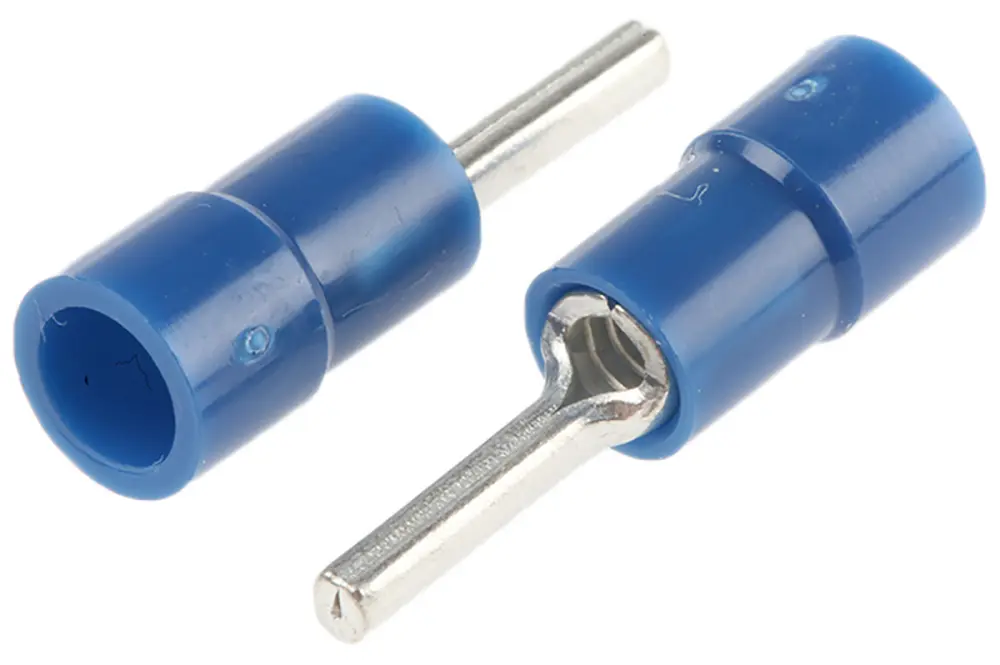 Conector de contactos de crimpado, Aislado, Revestimiento de Estaño, diám. 1.9mm, long. 10mm, Azul, 1.5mm² No