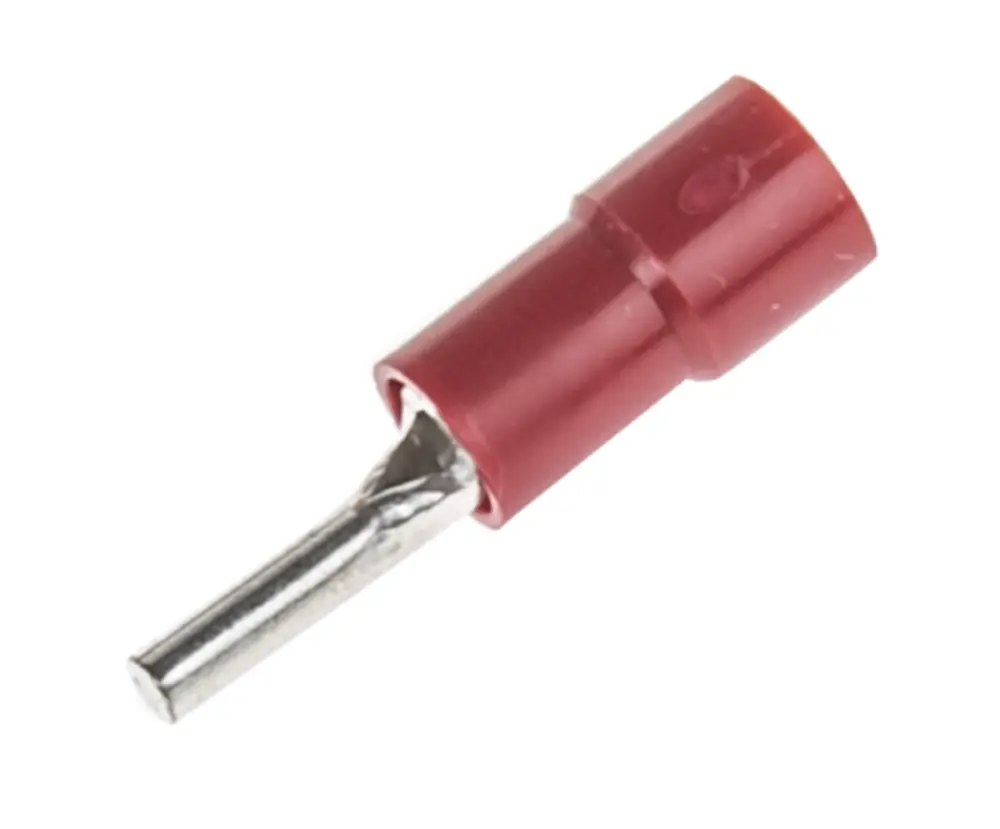 Conector de contactos de crimpado, Aislado, Revestimiento de Estaño, diám. 1.9mm, long. 9mm, Rojo, 0.5mm² No