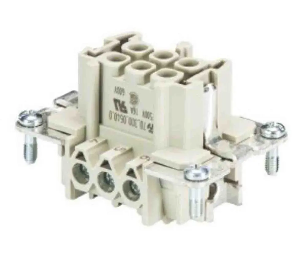 Inserto Wieland BAS BUS Hembra de 6 vías, 500 V, 16A, Montaje en Panel | 70.300.0640.0