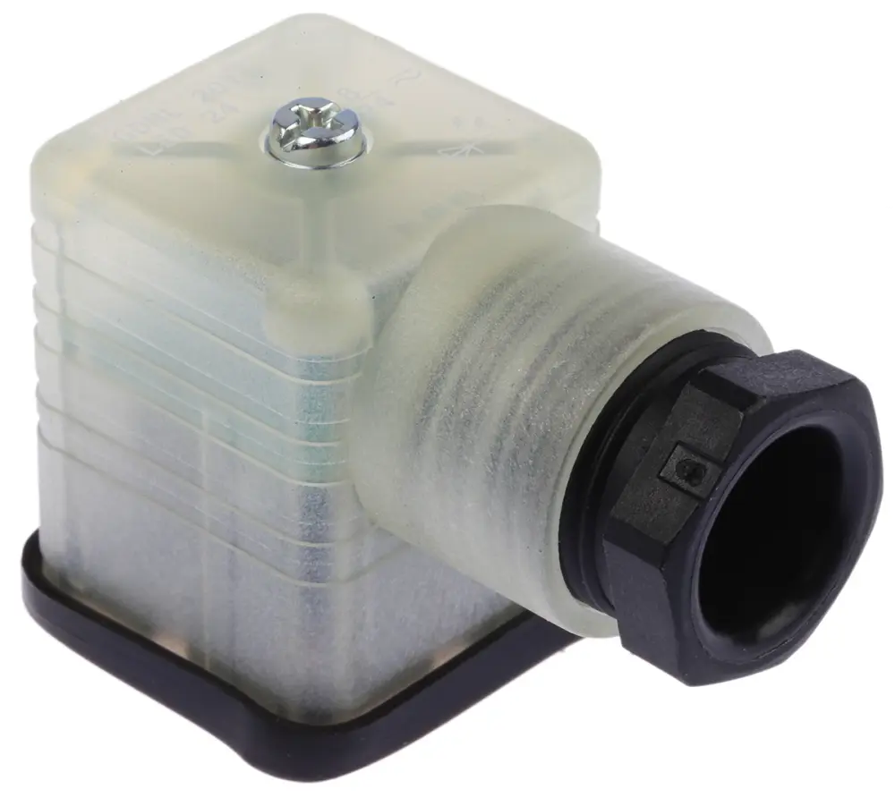 Conector de válvula DIN 43650 Hirschmann GDML, hembra, 2P+E, 24 V dc, 8A, con circuito de protección, prensaestopas | 93...