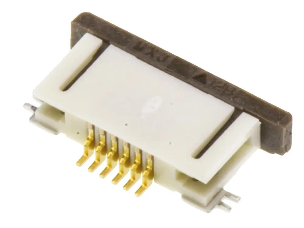 Conector FPC hembra Ángulo de 90° Molex serie FFC/FPC SMT de 6 vías, paso 0.5mm, 1 fila, para soldar | 52746-0671