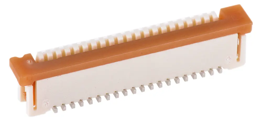 Conector FPC hembra Recto Molex serie Easy On de 20 vías, paso 1mm, 1 fila, para soldar | 52610-2033