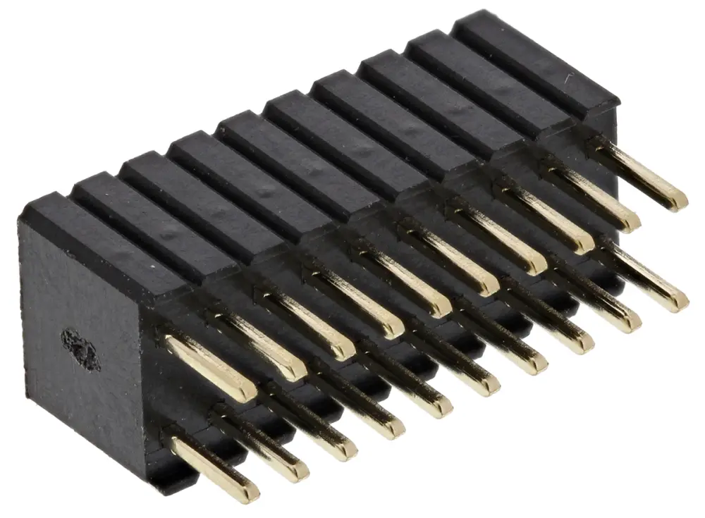 Conector hembra para PCB , de 20 vías en 2 filas, paso 1.27mm, 12A, Montaje en orificio pasante, para soldar