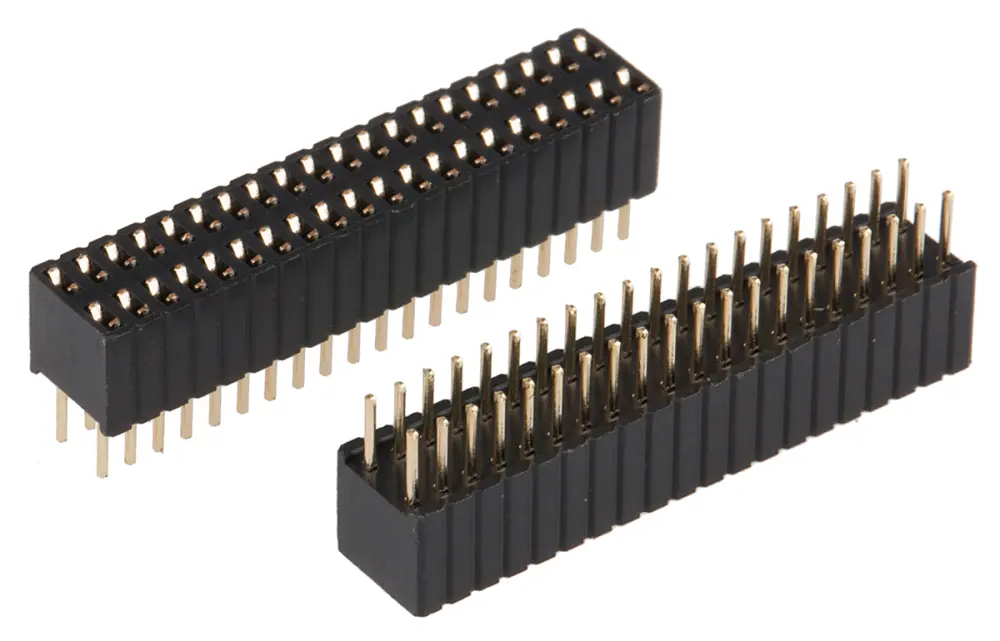 Conector hembra para PCB , de 40 vías en 2 filas, paso 1.27mm, 12A, Montaje en orificio pasante, para soldar