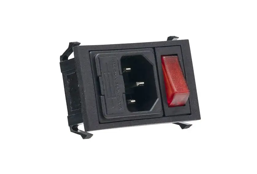 Conector IEC C14 macho Bulgin, Recto, Encaje Presión, 250 V, 10A, con 1 fusible de 5 x 20mm | BZV01/Z0000/02